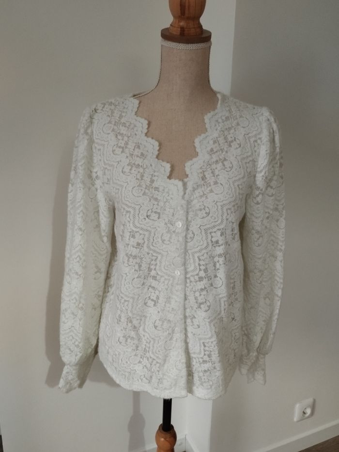 Cardigan crème dentelle - photo numéro 2