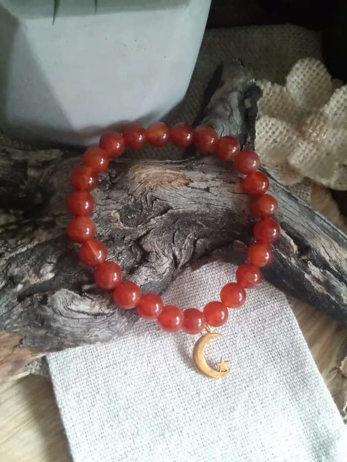 Bracelet en pierres naturelles d'agate rouge