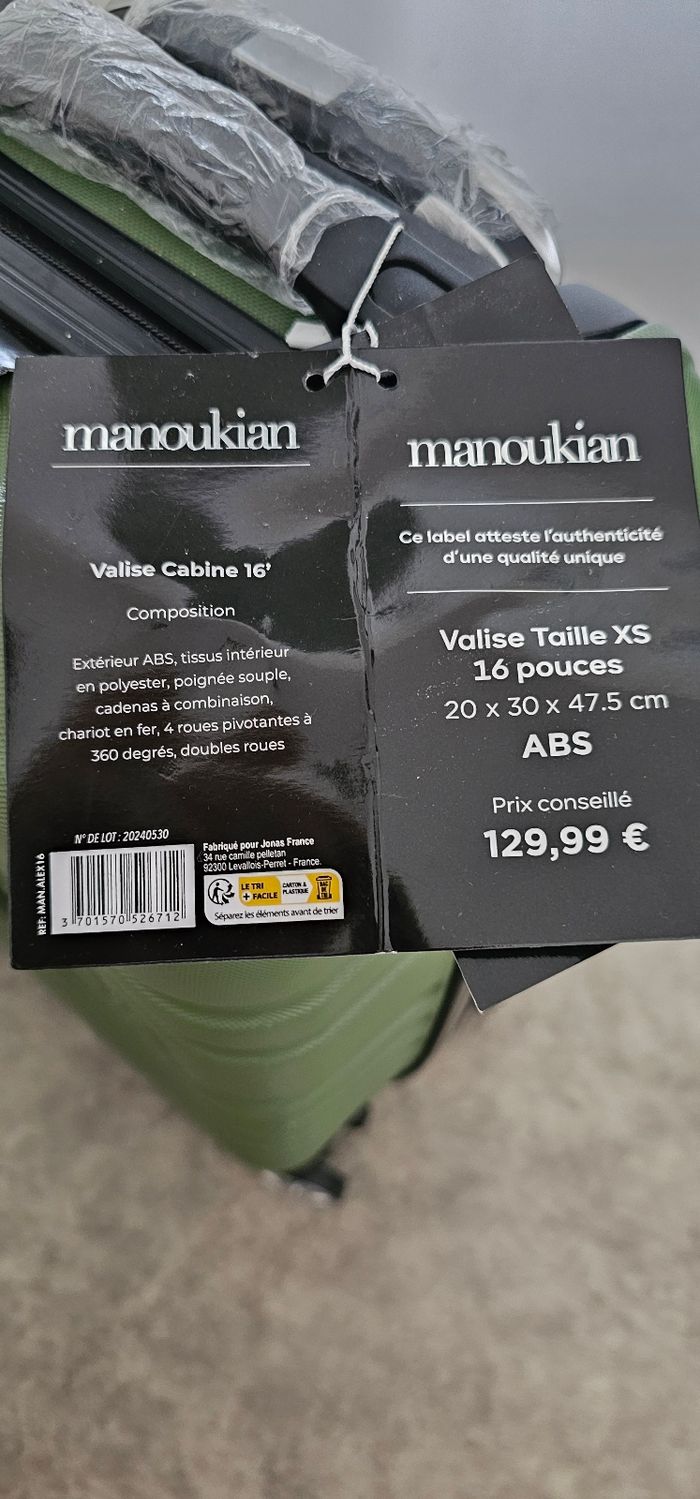 Valise Cabine Neuve Manoukian - photo numéro 3