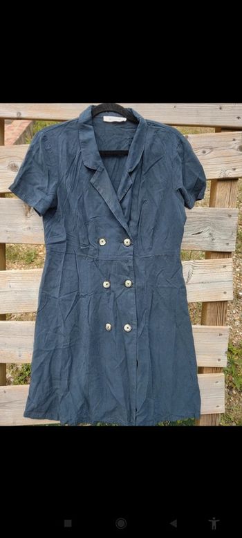 Robe à bouton avec col bleue marine Promod