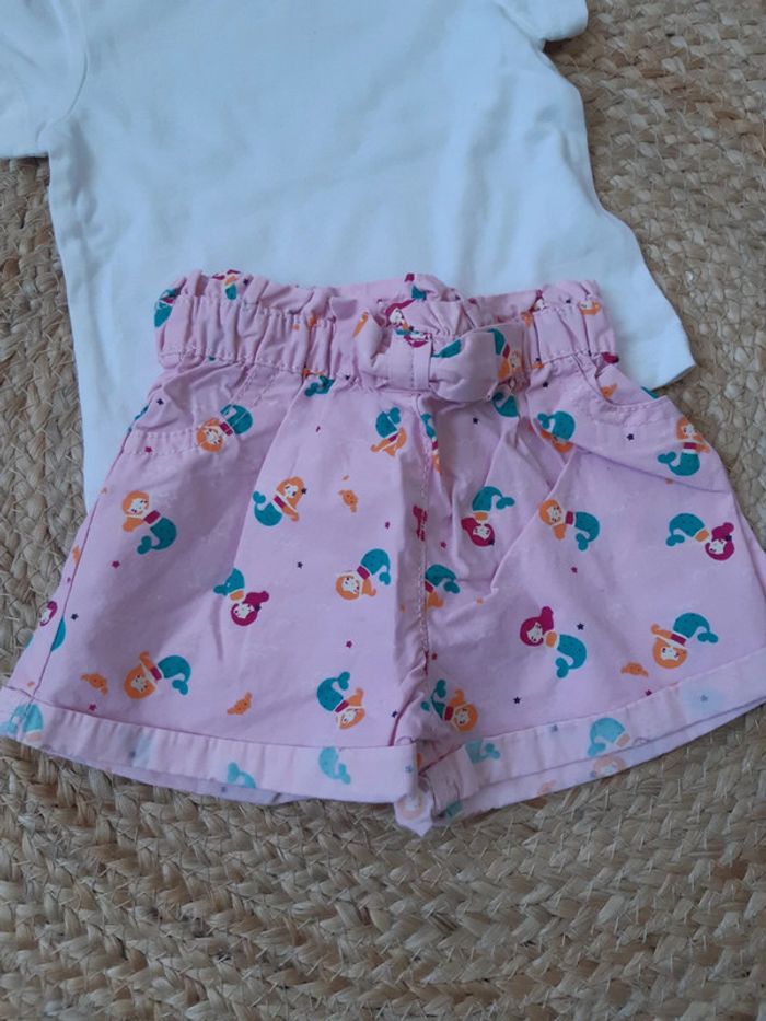 Ensemble tee-shirt blanc et short Baby Club 62 cm - photo numéro 2