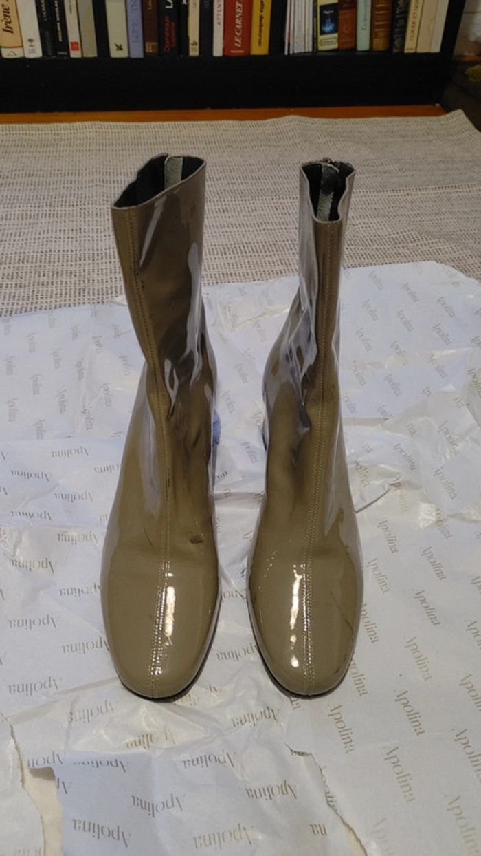 Bottines en cuir 100 % Jonak couleur kaki très bon état - photo numéro 3