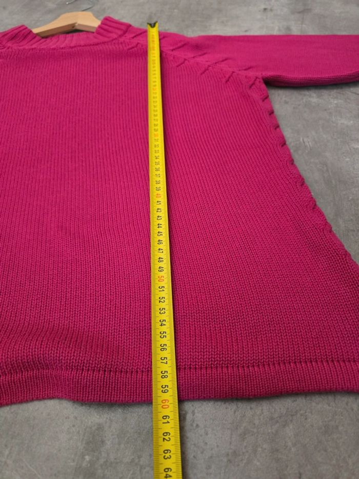 Pull Long Island fuchsia torsadé XL col montant / tendance vibrant - photo numéro 9