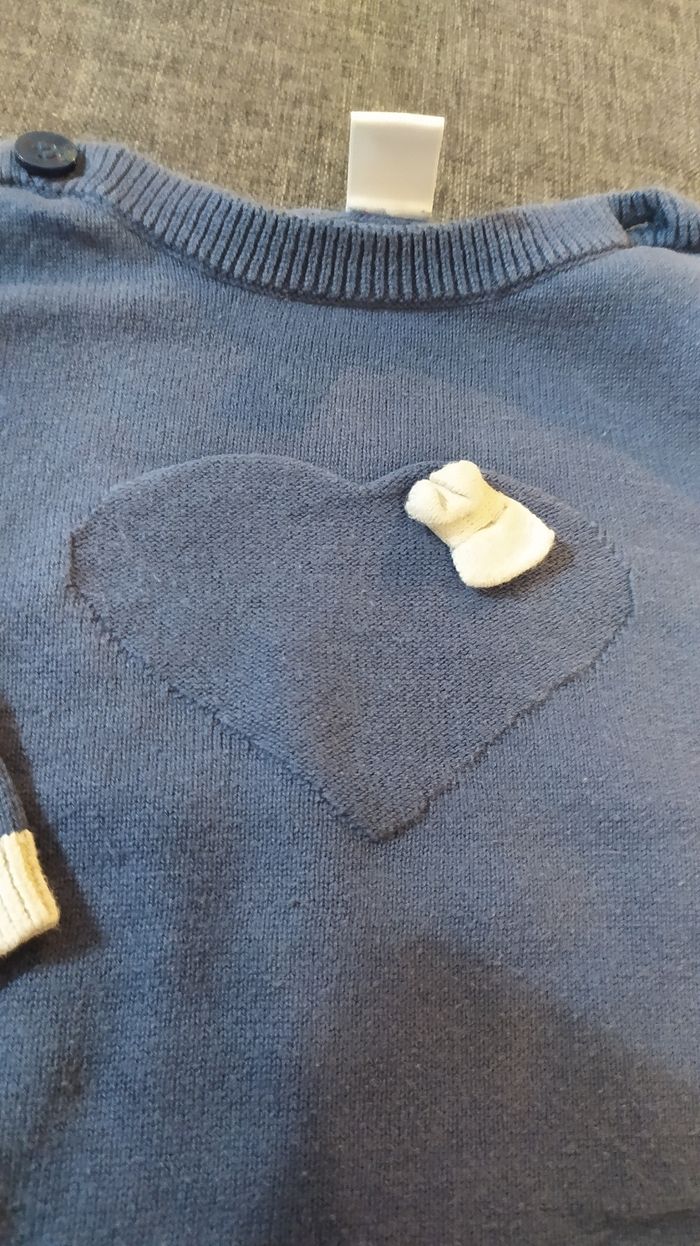 Pull marine et gris 12mois - photo numéro 2