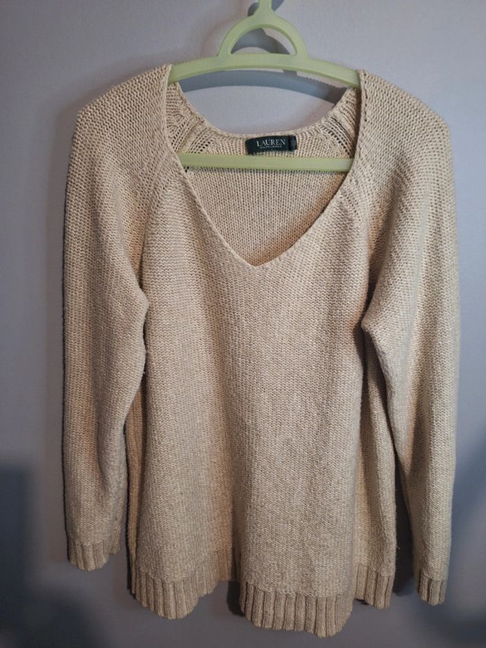 Pull vintage ralph lauren femme - beige - taille XL