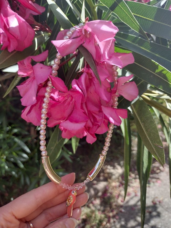 Collier perles nacrées perroquet