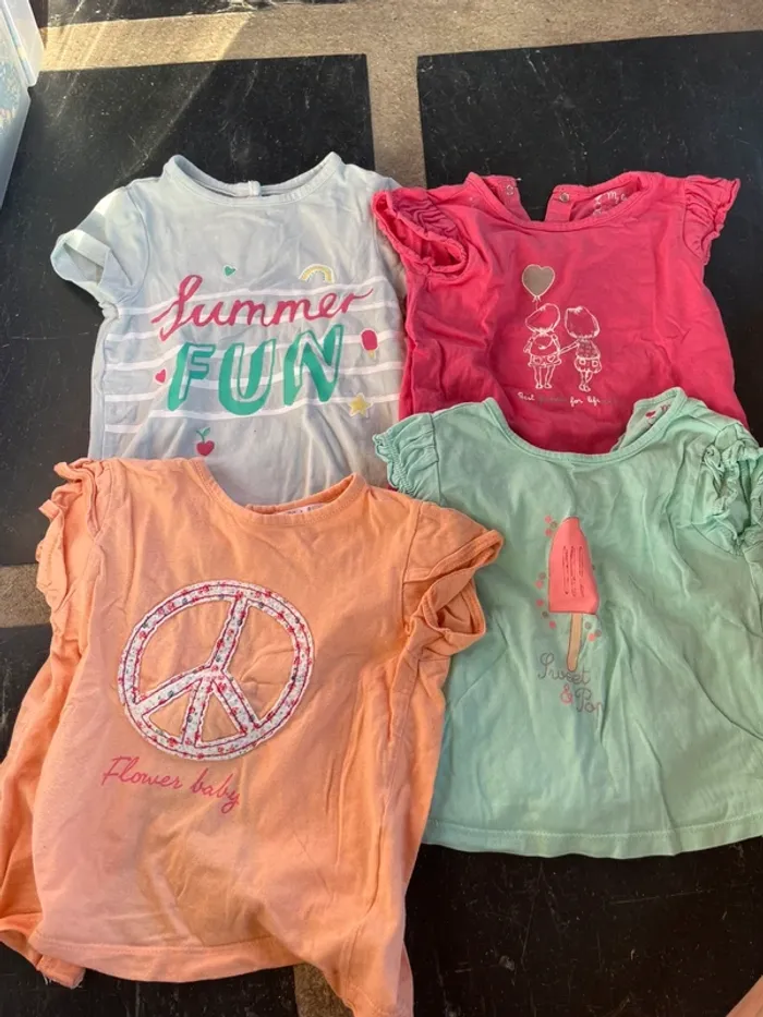 Lot 4 T shirt manche courte 18 mois