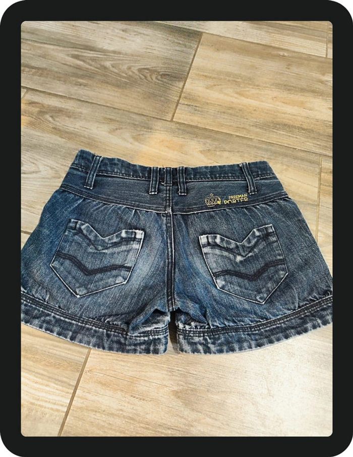 Short en jeans bleu marine pailleté doré Taille 25 Freeman Porter - photo numéro 2