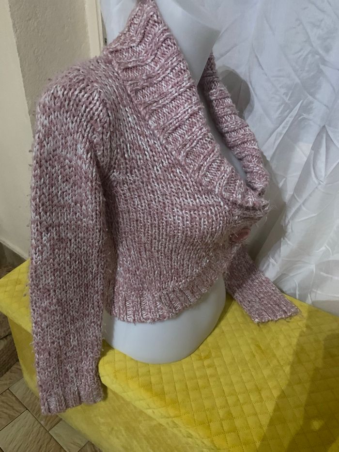 Veste courte épaisse Mim taille 36 rose grosse maille bon état - photo numéro 8