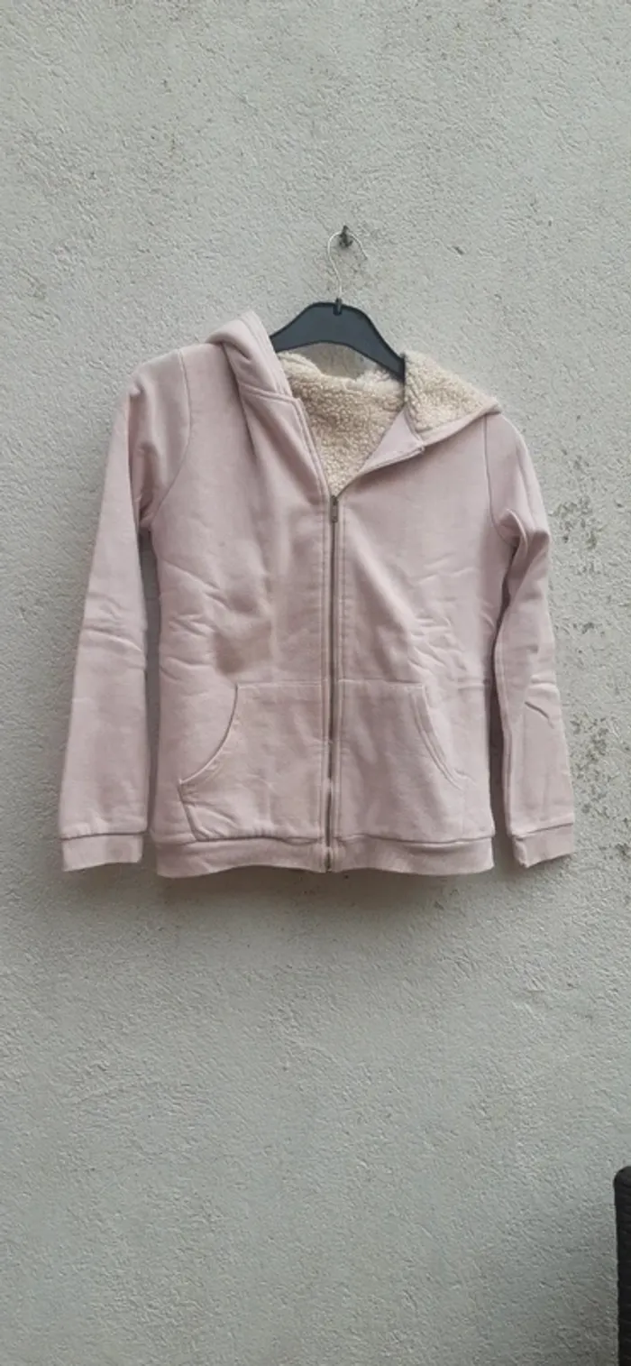 Veste chaude zippé capuche 14 ans rose doublée - photo numéro 2