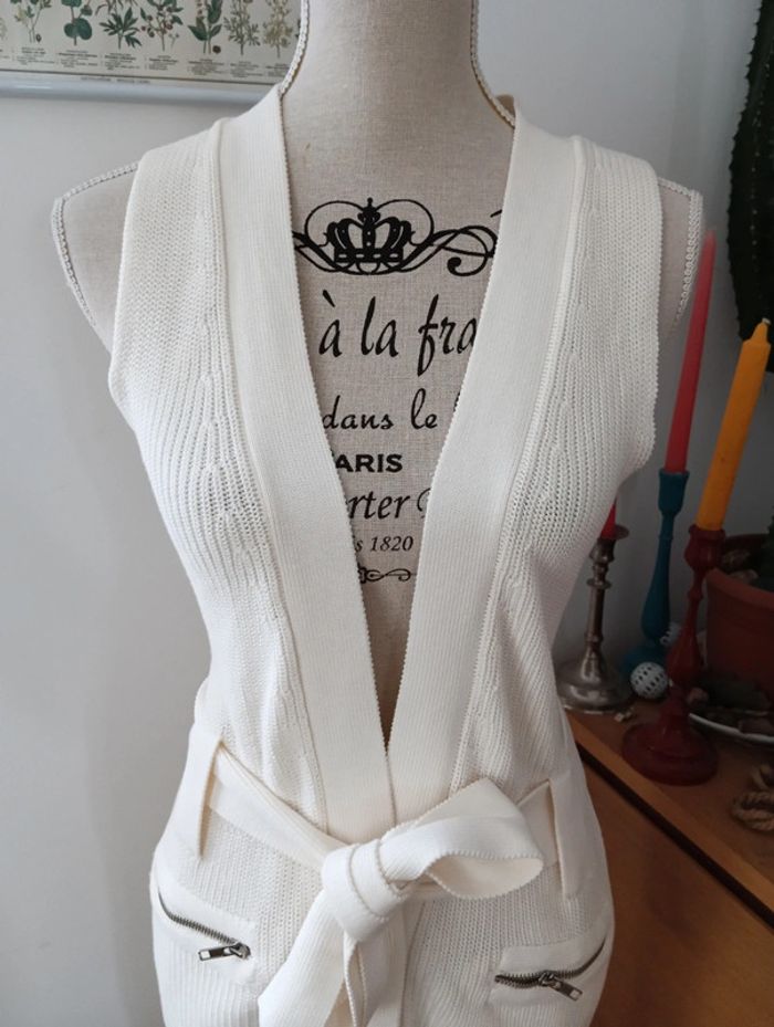 Robe / gilet maille écru ceinturé Georges Rech - photo numéro 4