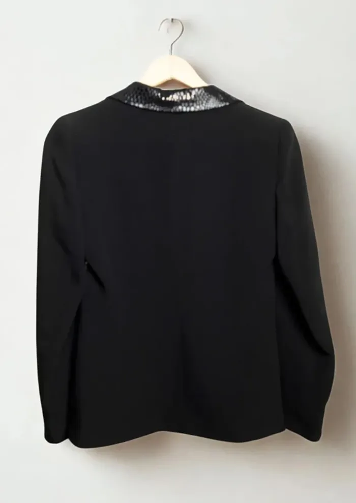 Veste blazer noire Électre Paris • détails python brillant – vintage chic & glam - photo numéro 6