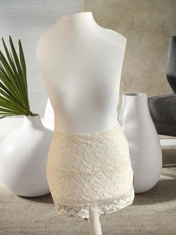 Jupe lingerie dentelle beige L