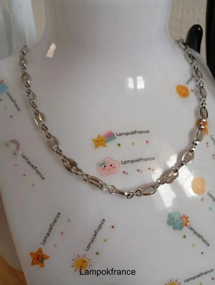 Solde 💝 Chaine en acier inoxydable femme graine de café couleur argent - photo numéro 3