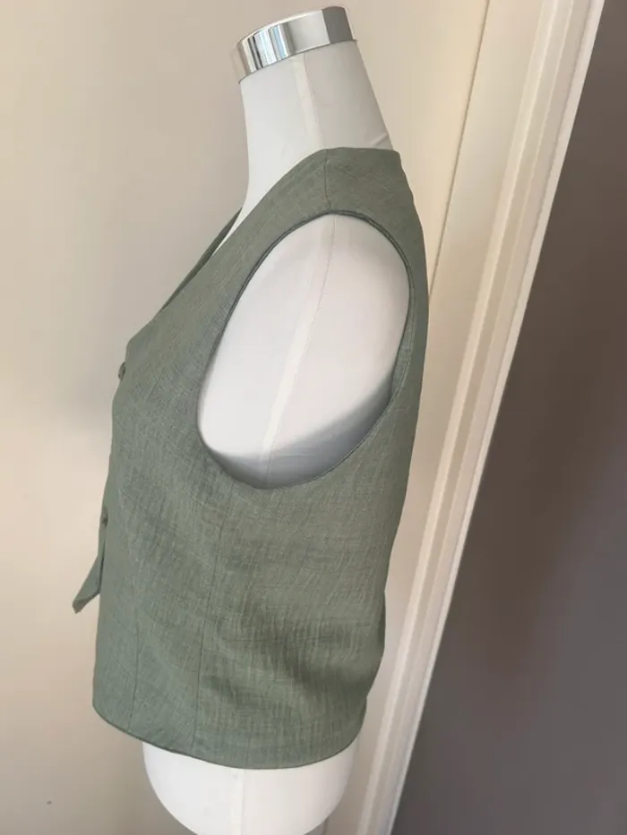 Gilet Sans Manche crêpe Scarlet Roos Vert veste sans manches gilet, barman Taille 1/36 - photo numéro 4