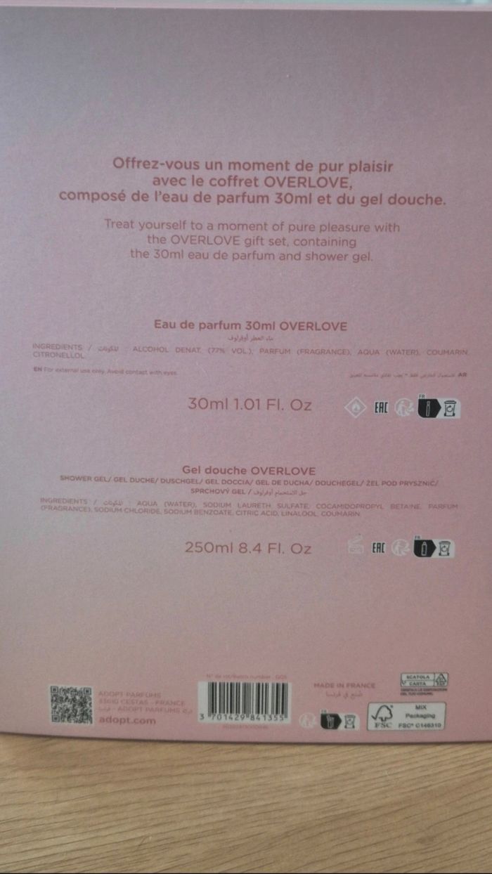 Coffret Adopt Overlove parfum 30 ml + gel douche 250 ml - photo numéro 3