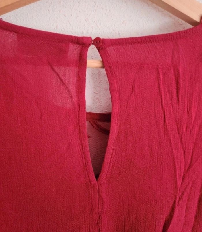 Blouse bordeaux fluide – Empiècements transparents – Taille 42 – C&A Yessica – Bon état - photo numéro 8