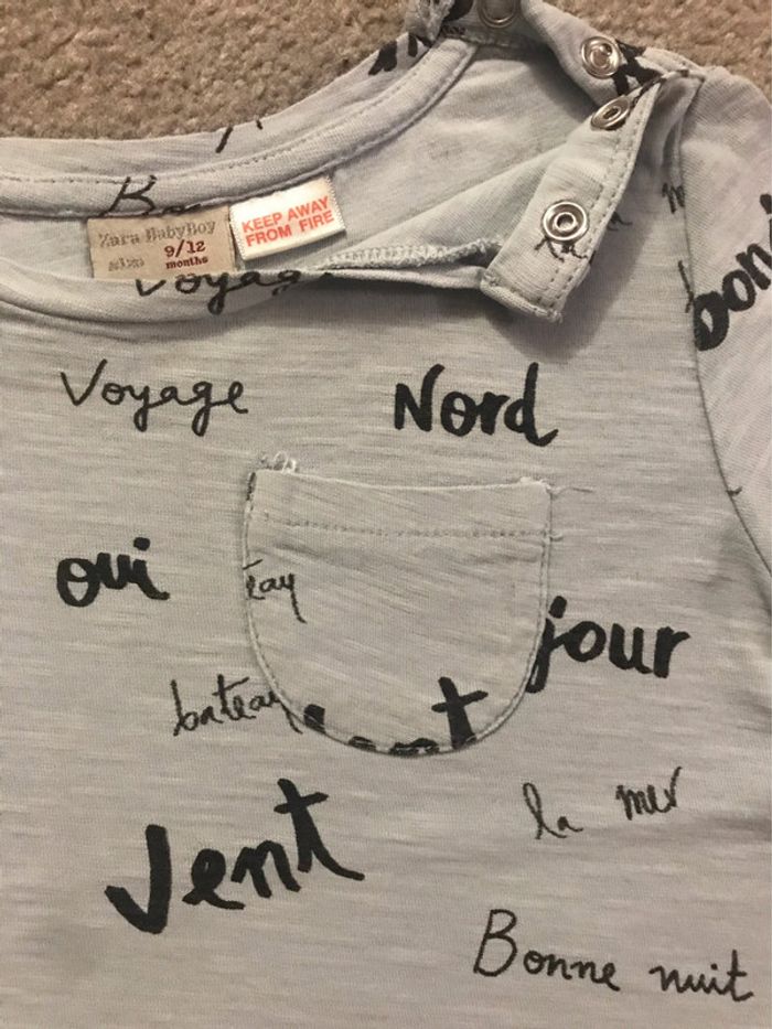 T-shirt Zara 9-12 mois bleu clair - photo numéro 2