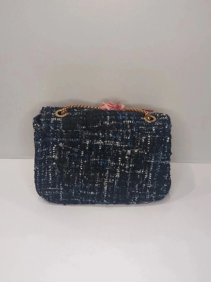 Sac à main en tweed bleu foncé Max & Enjoy - photo numéro 2