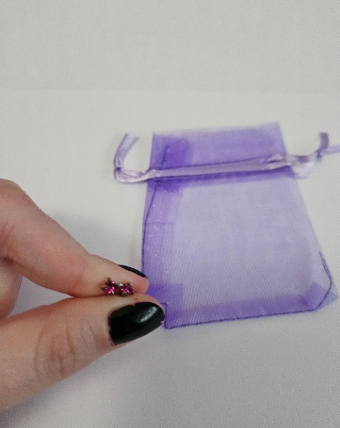 Boucles d'oreilles strass roses carrés - photo numéro 2