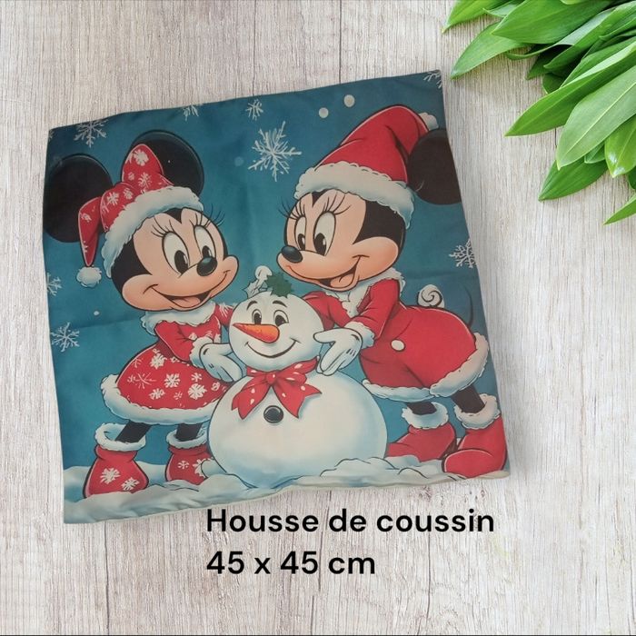 Housse de coussin Minnie et Mickey mouse Disney noël