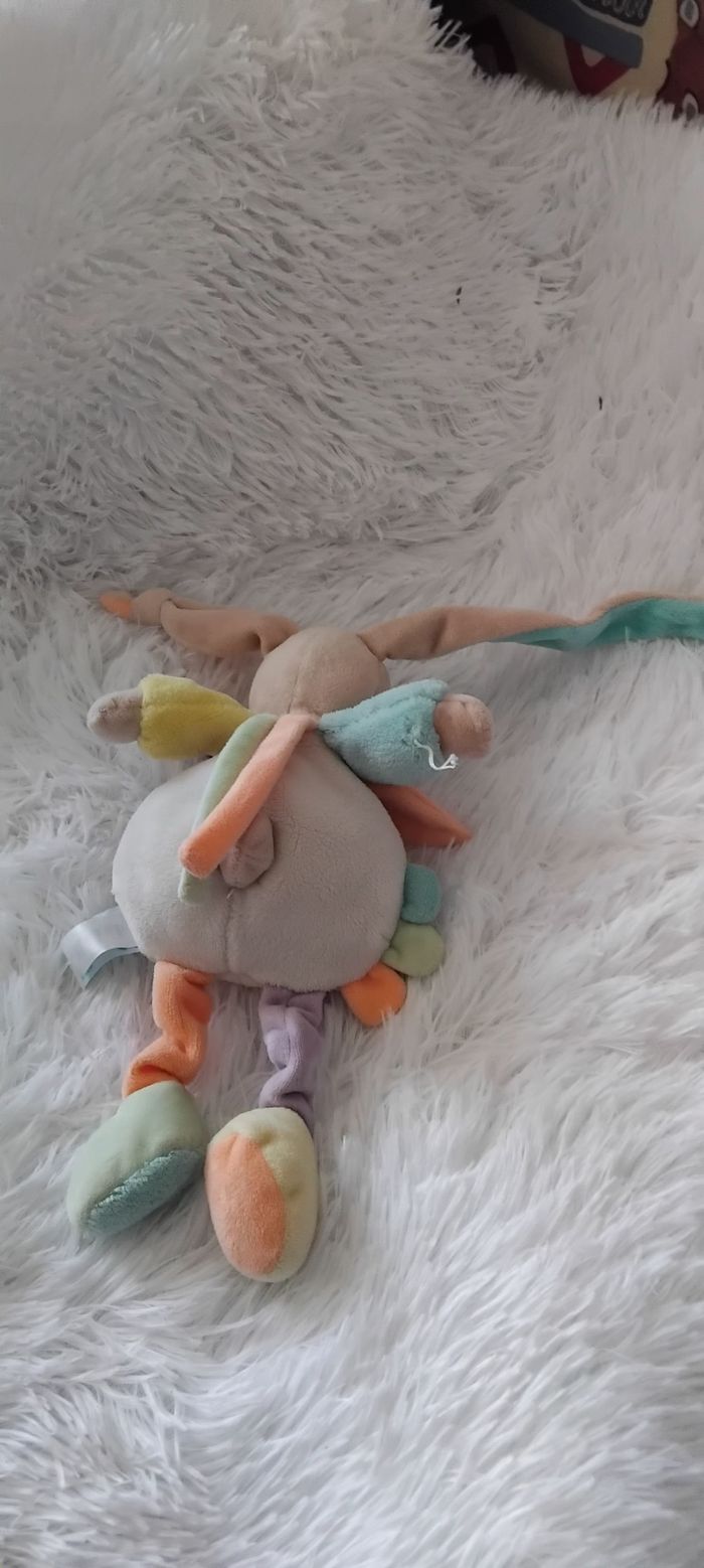 Doudou peluche  lapin pantin ,petales fleurs - Baby Nat - photo numéro 2