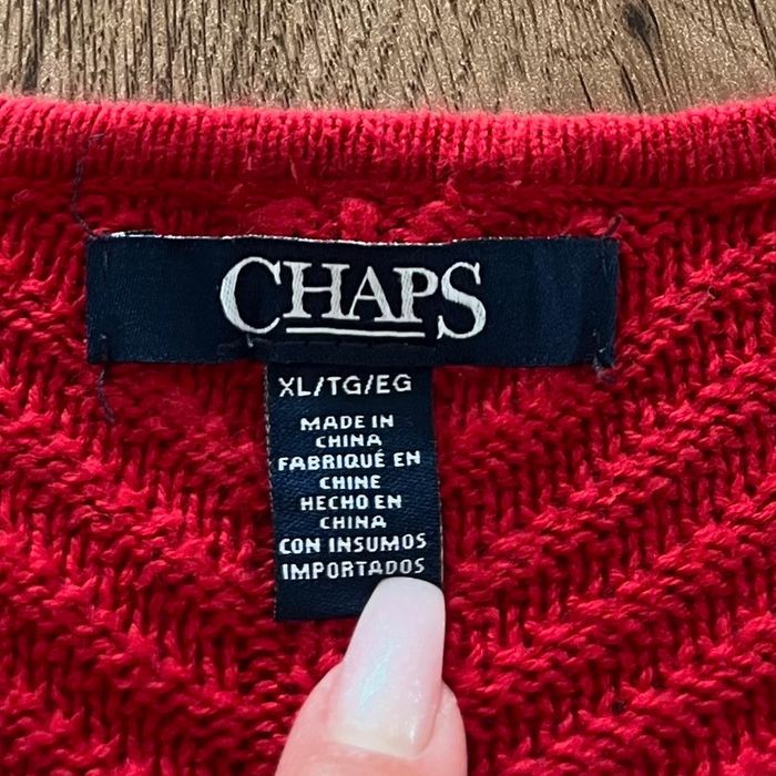 Beau pull col V rouge CHAPS pour femme, taille XL - photo numéro 5