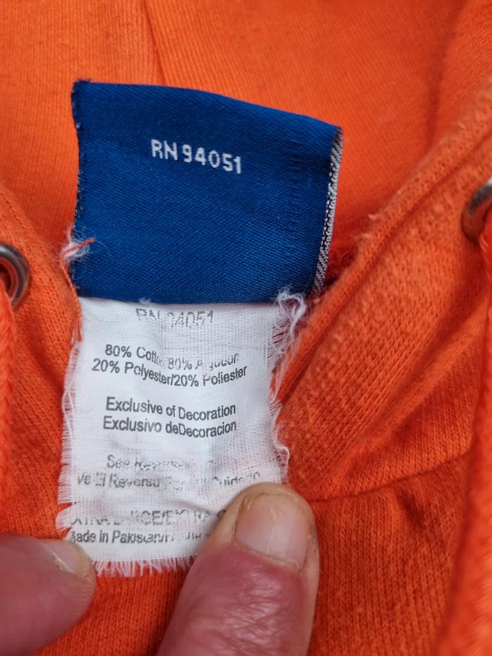 Pull à capuche universitaire orange – L Hommes (taille très grand) - photo numéro 6