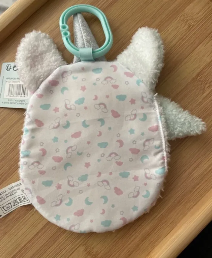 Doudou peluche licorne plat à attacher - photo numéro 2