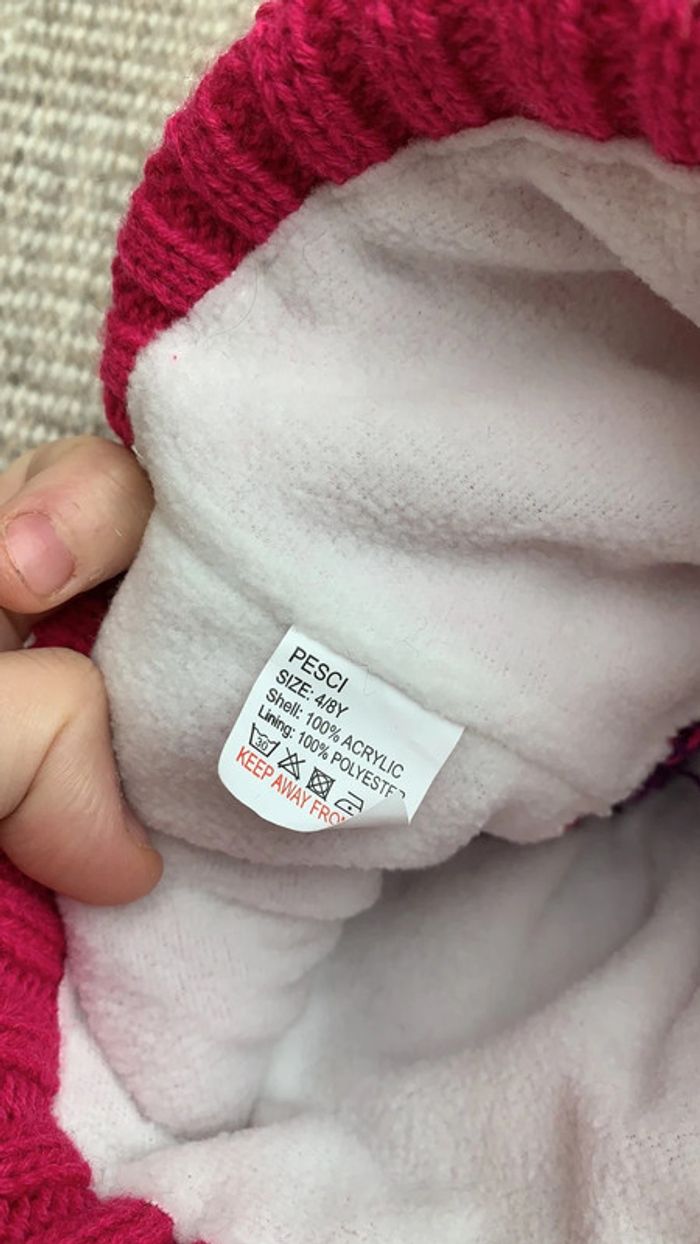 Bonnet il le enfant de 4 à 8 ans avec doublure et pompon cadeau Noël - photo numéro 6