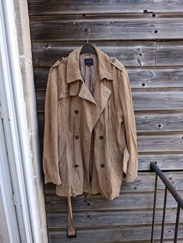 Manteau long homme en velours de chèvre avec doublure marron Oakwood M