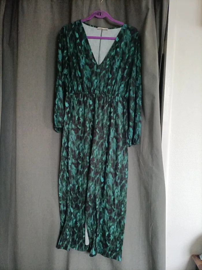 Robe longue imprimé léopard vert émeraude