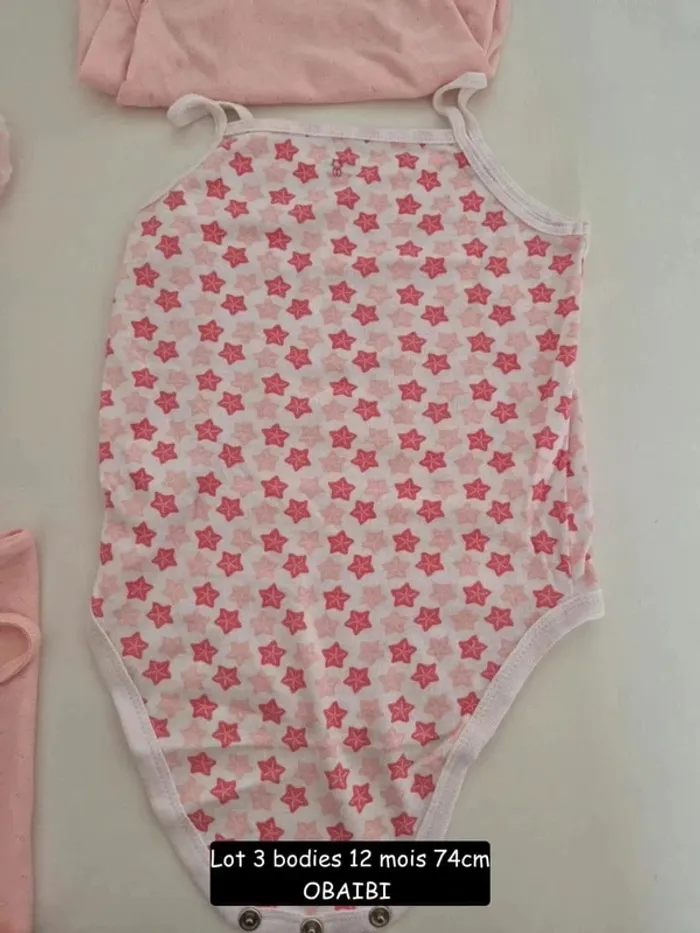 Collection 2025 🌸 3 bodies bretelles été Obaibi , Parfait état 🌸 12 mois 74 cm - photo numéro 8