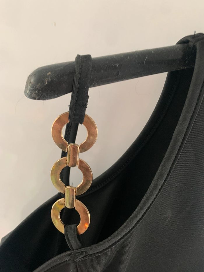 Joli haut à manches longues taille s 36 asymétrique noir et blanc - photo numéro 6