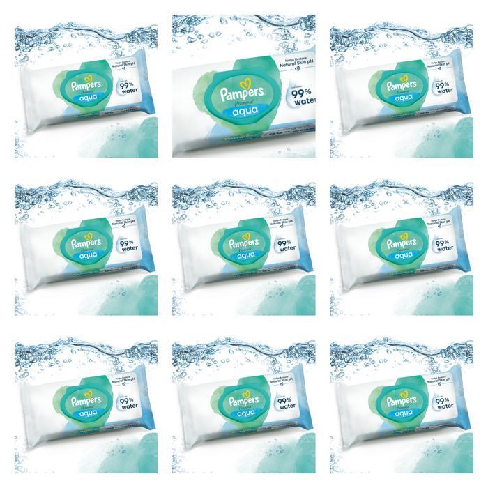 Lot de 9 paquets de Lingettes  Pampers Harmonie Aqua