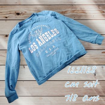 💙 Sweat bleu avec inscription effet délavé Only – style casual – 7/8 ans 💙
