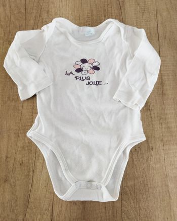 Body manches longues fille blanc taille 12 mois Manon et Valentin