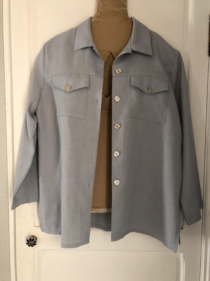 AN6- Ensemble robe longue + veste gris perle T 44-46 - photo numéro 5