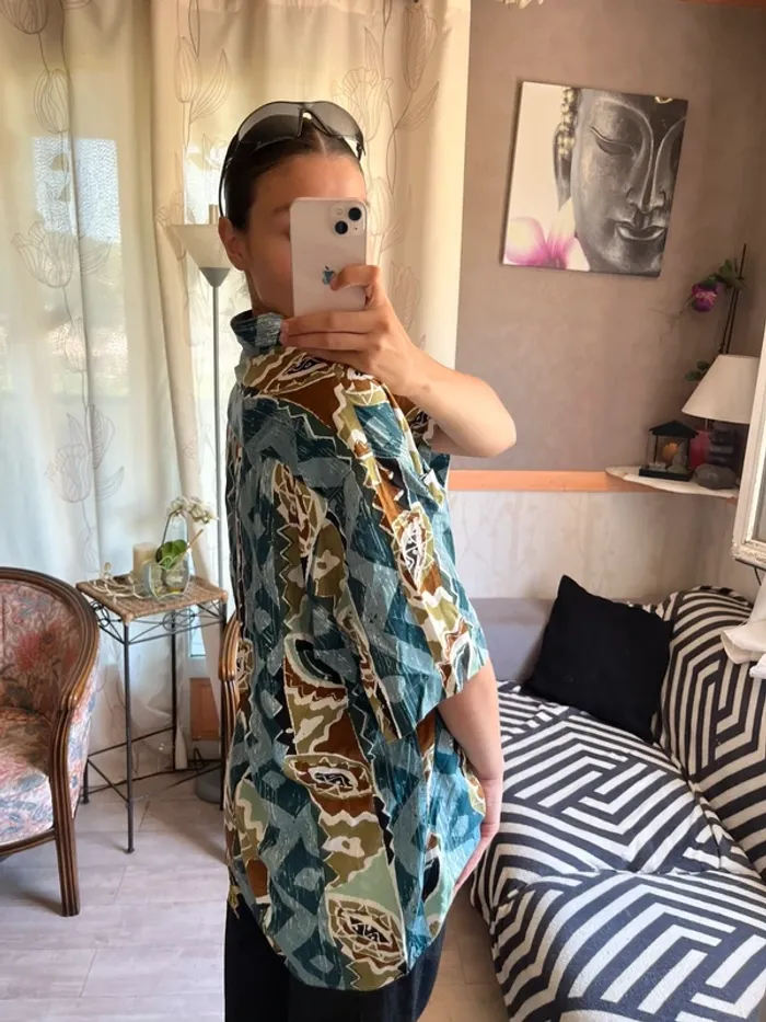 Chemise hippie fluide île exotique vintage bohème champêtre y2k - photo numéro 3