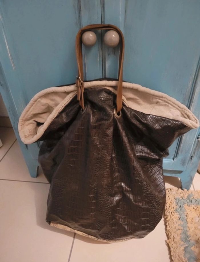 Sac by fabregas cuir et toile - photo numéro 5