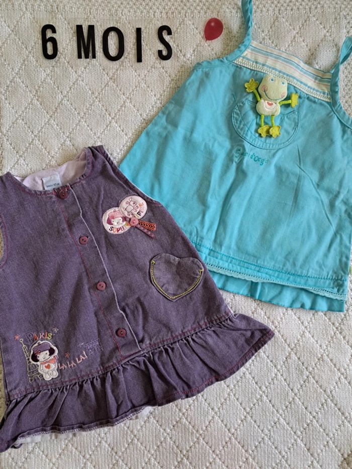 Lot robes été sans manches Sucre D'orge et Absorba fille 6 mois