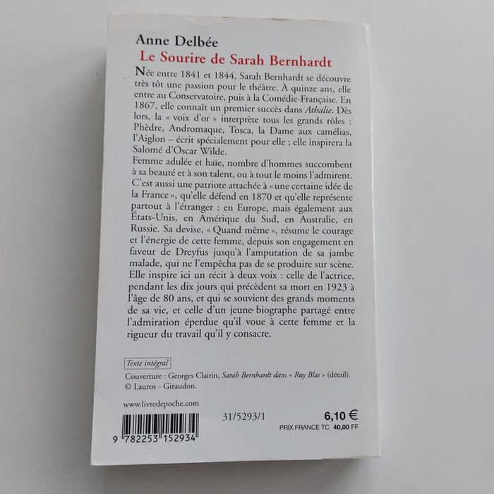 Livre - Le Sourire de Sarah Bernhardt - photo numéro 2