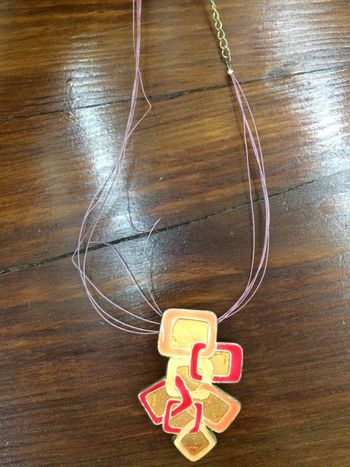 Collier fantaisie rose orange