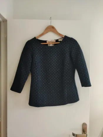 Top bleu marine étoiles cuivrées + nœud