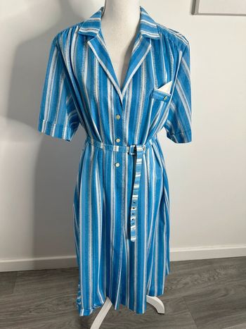 Robe longue bleue et blanche à rayures Vintage T44 XXL