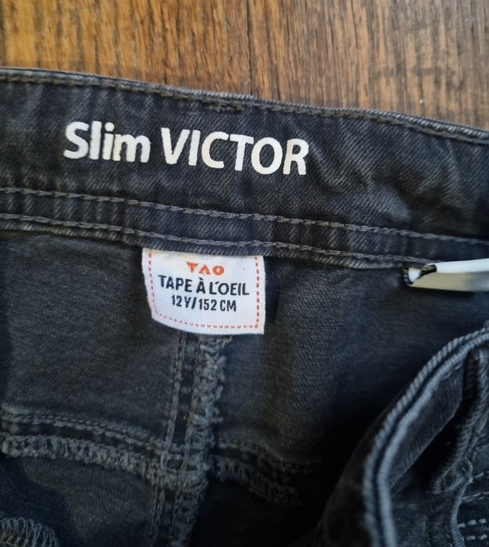 pantalon en jean noir slim tape à l'œil slim Victor taille 12 ans - photo numéro 2