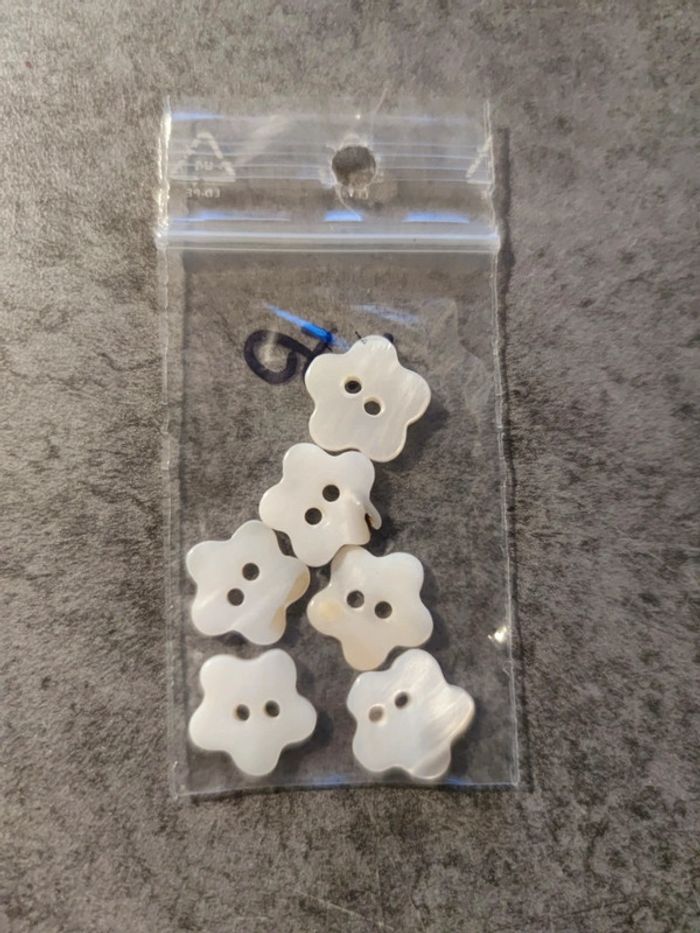 lot de 6 boutons en nacre / blanc / env 1 cm
