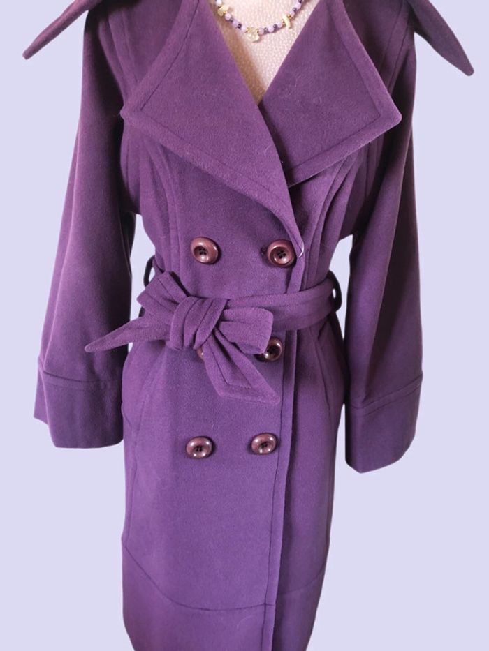 💜Superbe manteau long laine cachemire mauve neuf avec étiquette vintage 00s wool cashmere coat💜 - photo numéro 7