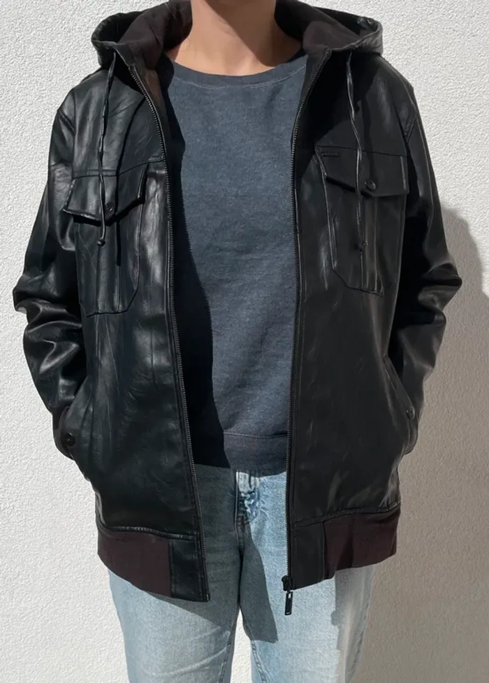 Rip Curl Perfecto jacket fake leather black Mens M - photo numéro 20