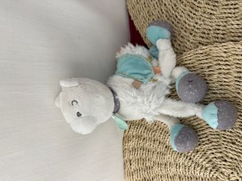 Doudou lama BABY NAT blanc bleu